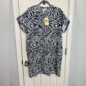 NWT Entro Black and White Animal Print Dress L